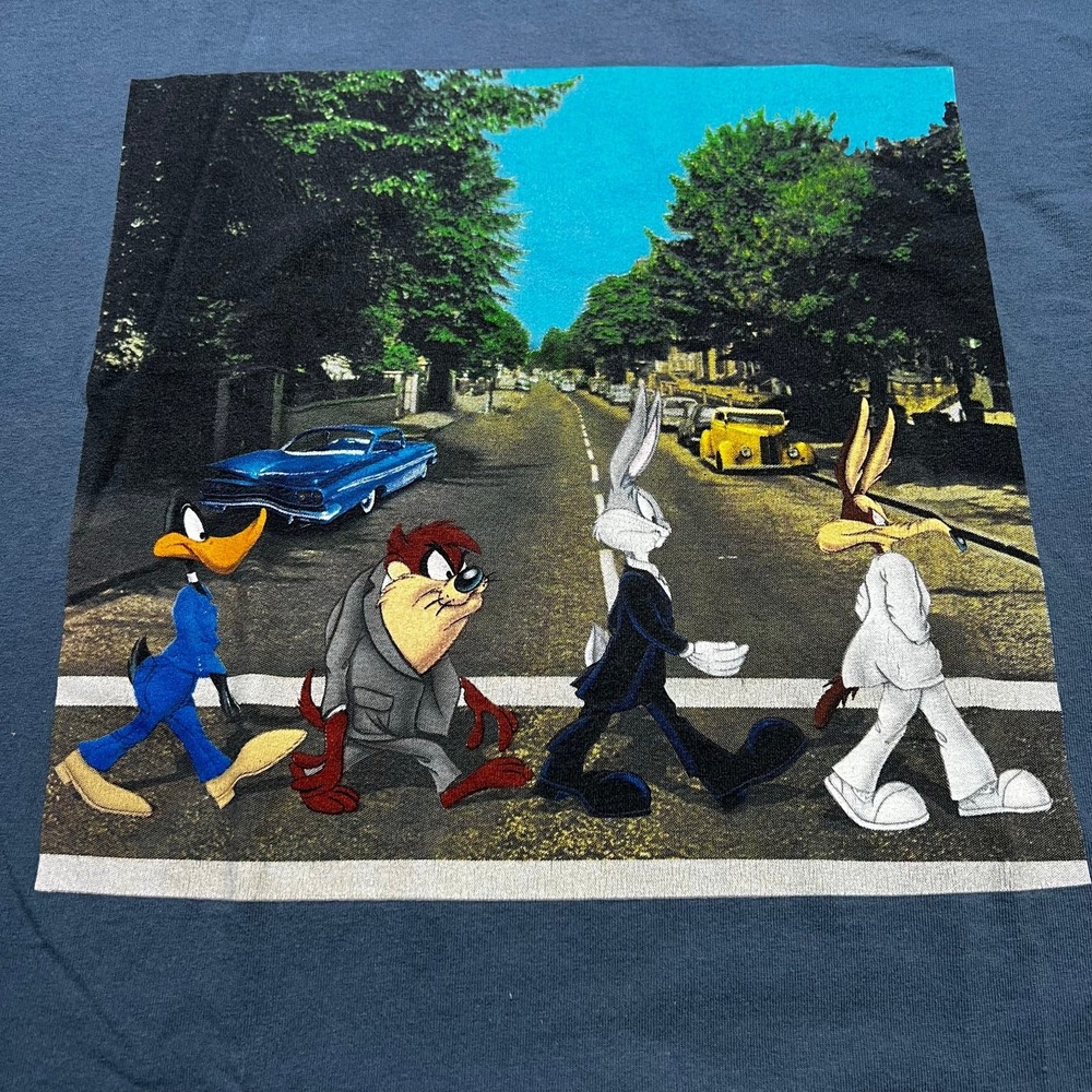 Looney Tunes T-Shirt Mens XL Blue Abbey Road Parody Vintage Graphic Tee Cotton - Picture 2 of 7